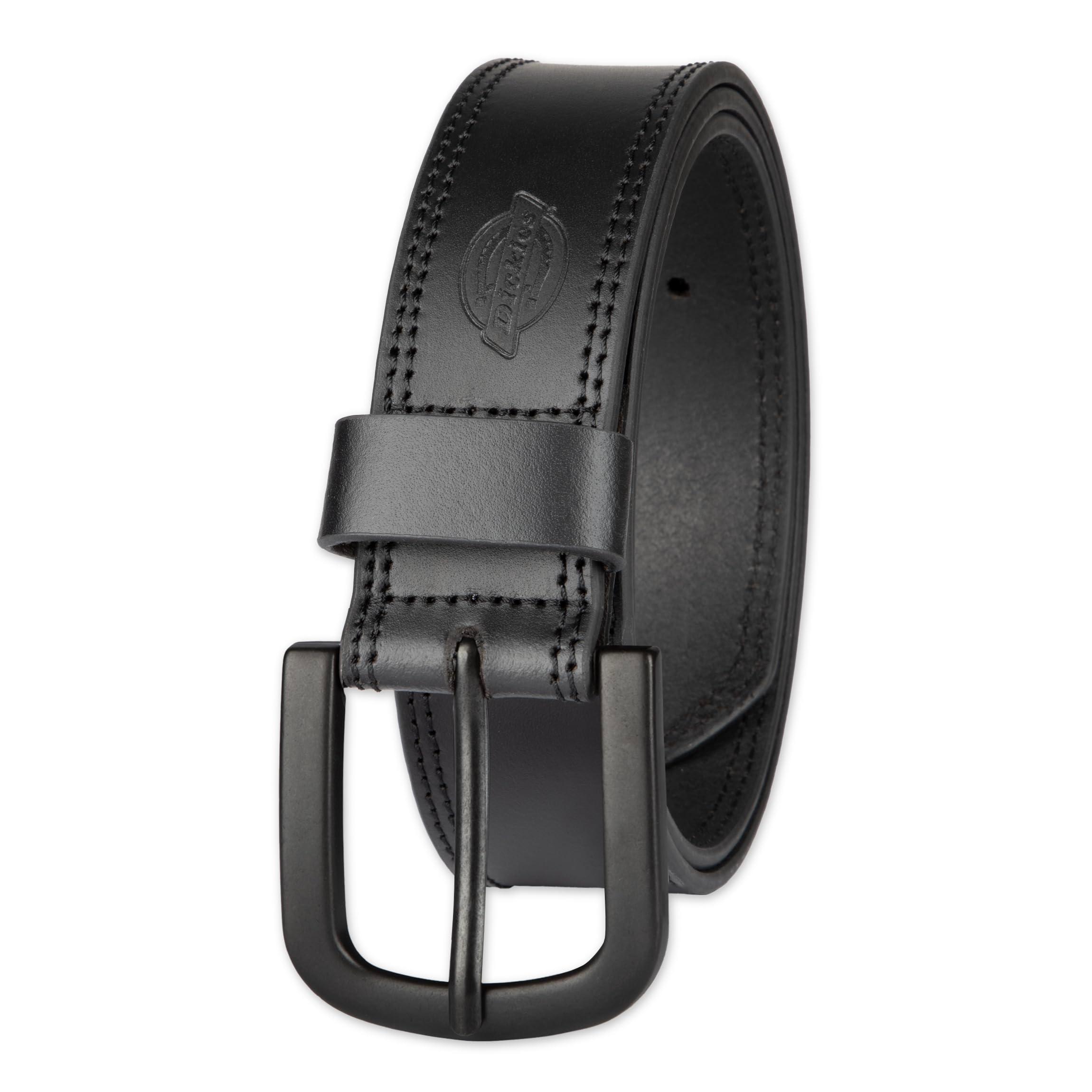 Dickies Men's Leather Belt with Two Row Stitch, classic style