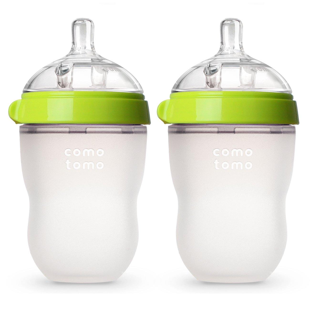 Comotomo baby bottle double pack green 8 oz