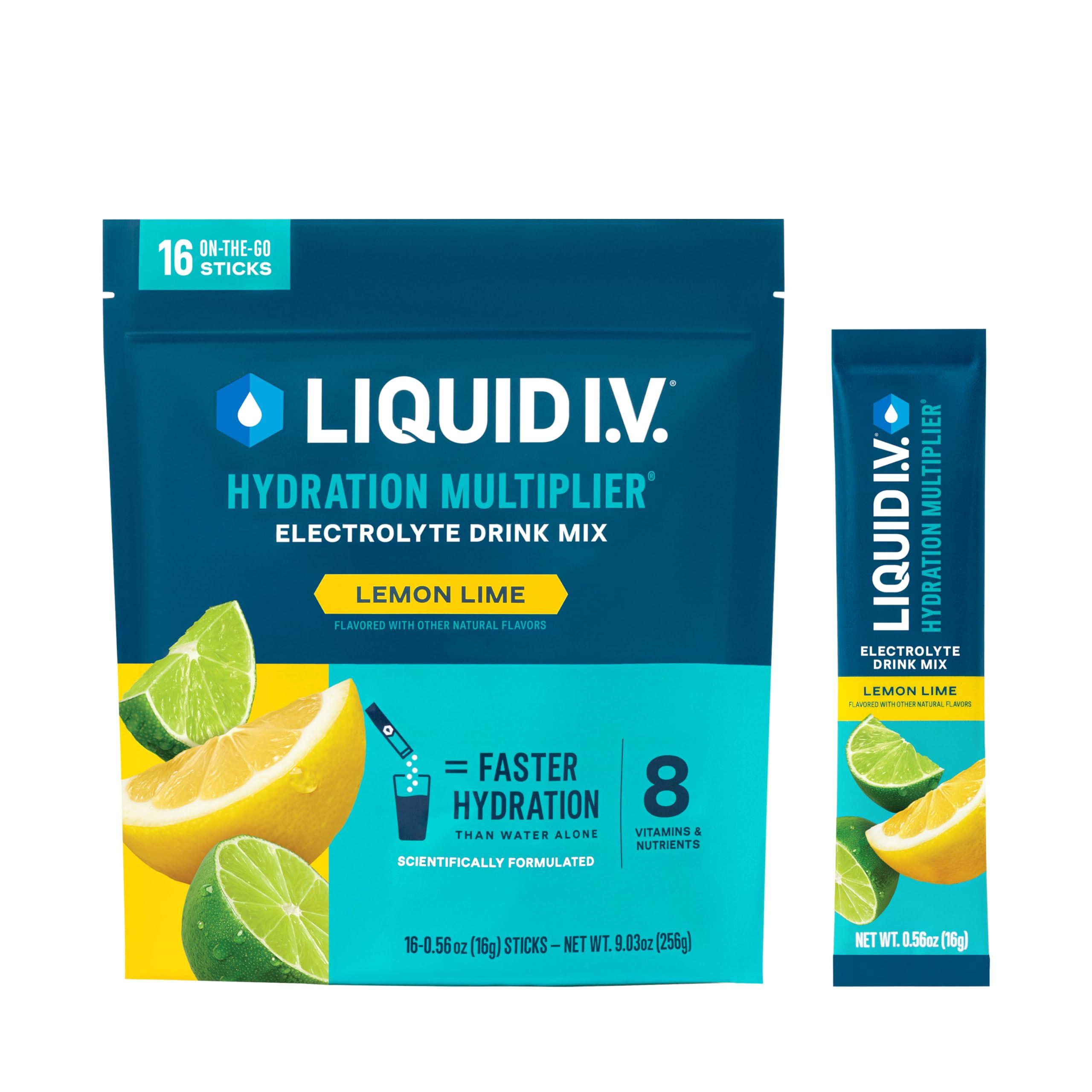 Liquid I.V. Hydration Multiplier Lemon Lime electrolyte powder packets