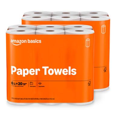 Amazon Basics 2-Ply Flex-Sheets Paper Towels, 12 Basics Rolls