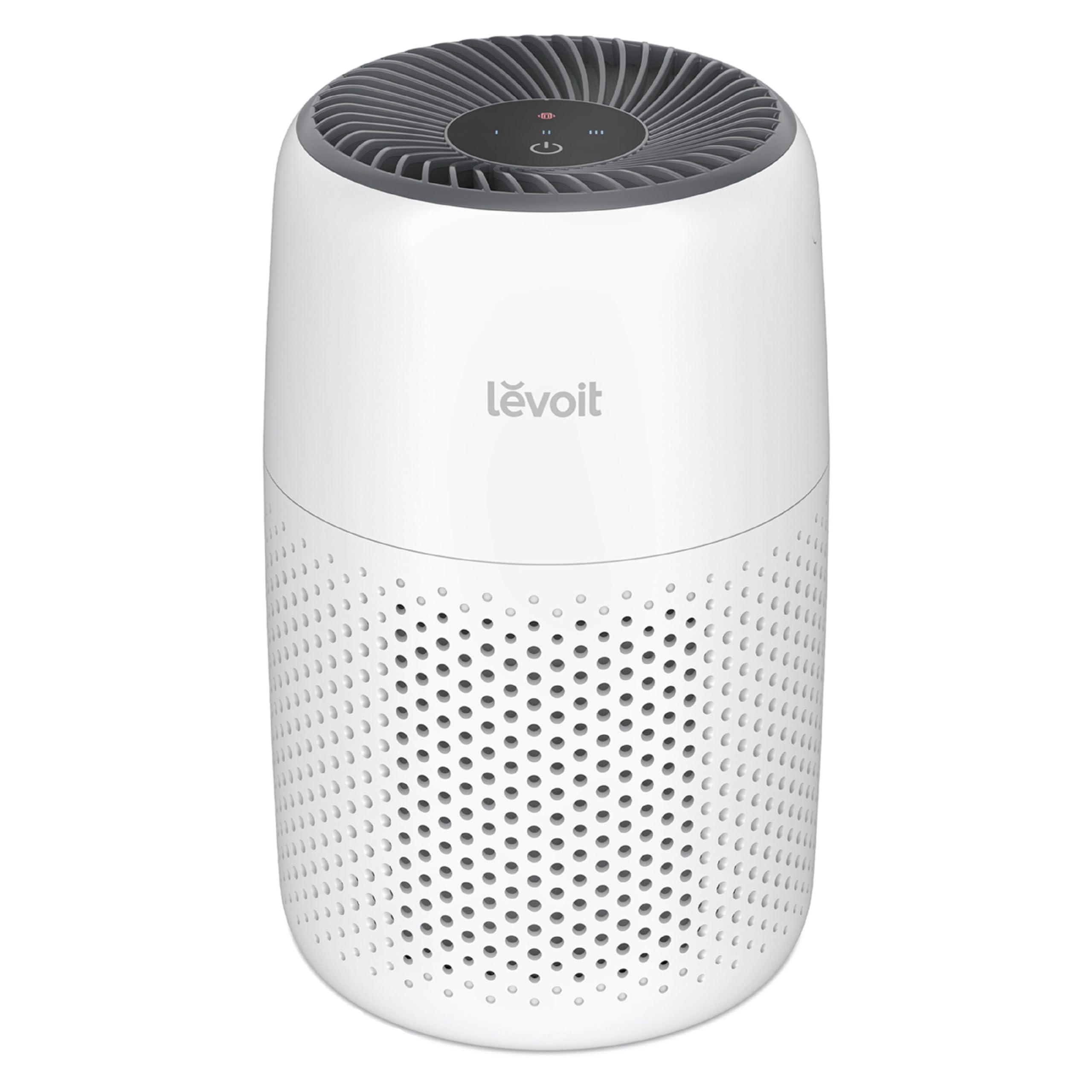 LEVOIT Core Mini-P white air purifier with aroma pad on a desk