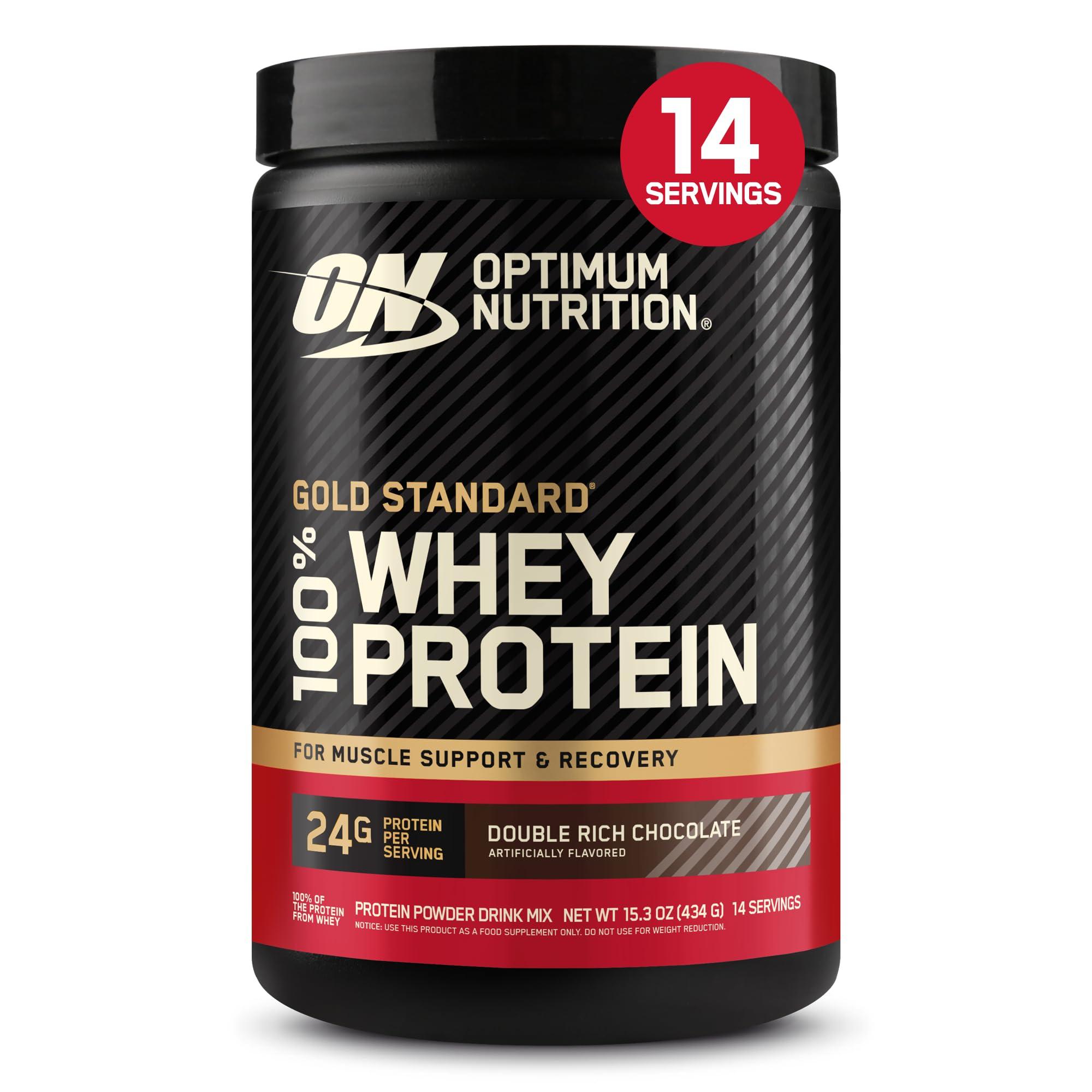 Optimum Nutrition Gold Standard Whey Protein Powder, Double Rich Chocolate, 1 Pound