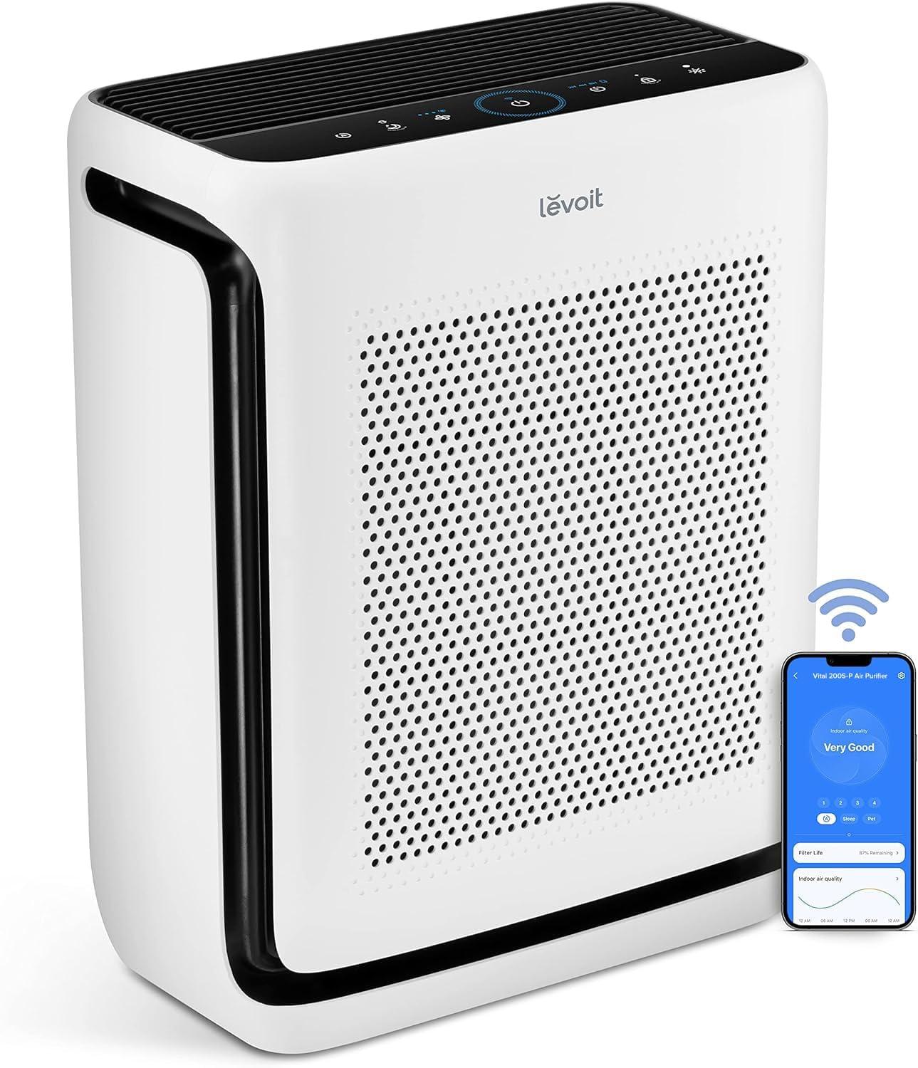 LEVOIT Vital 200S-P air purifier in a bright, modern living room