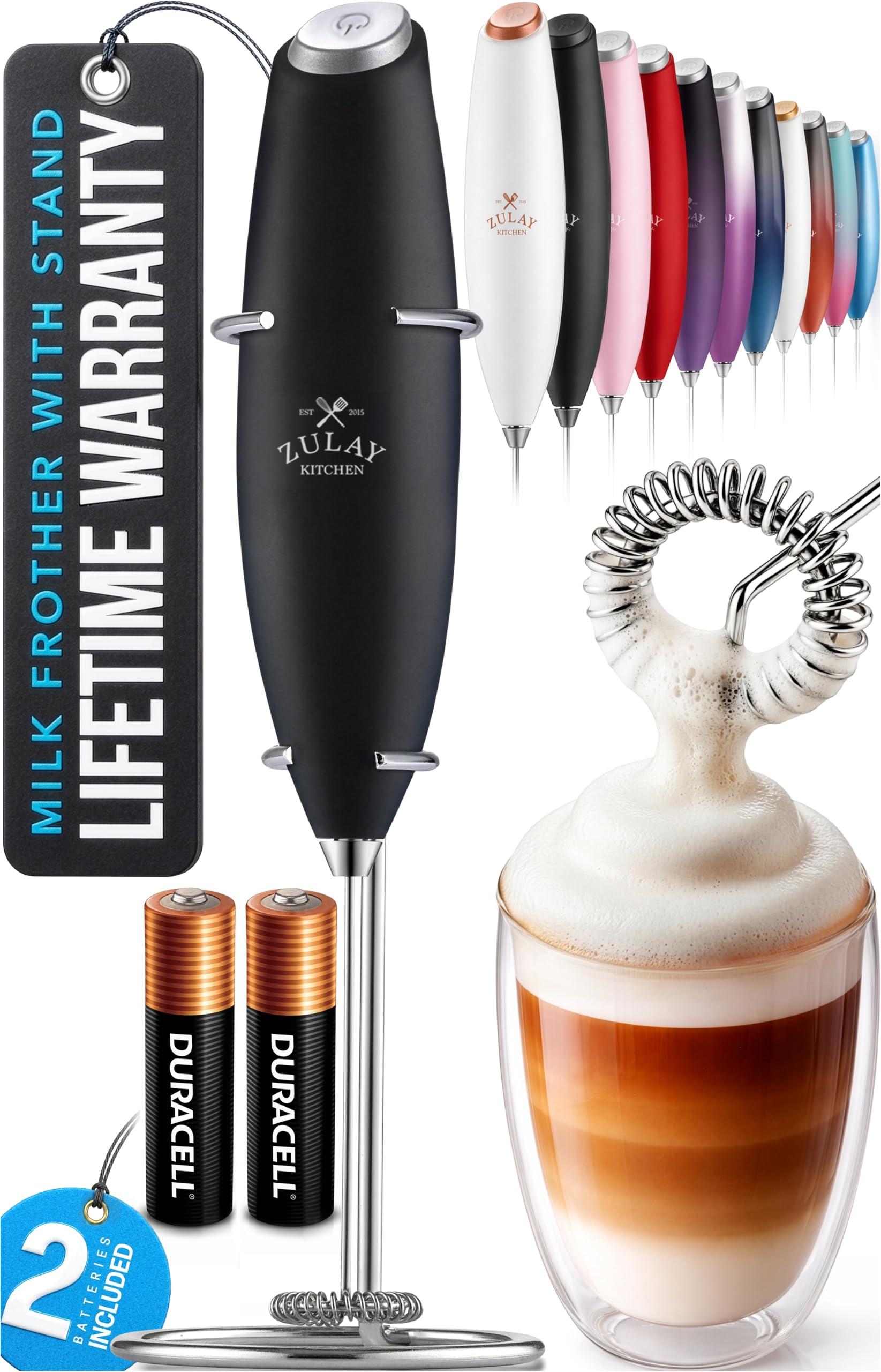 Zulay Kitchen Powerful Milk Frother Wand with Duracell Batteries