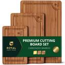 ROYAL CRAFT WOOD Wooden Cutting Boards for Kitchen Meal Prep & Serving - Non Toxic Bamboo Wood Cutting Board Set with Deep Juice Groove Side Handles - Charcuterie & Chopping Butcher Block for Meat | Mubboo