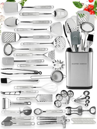 Home Hero 54‑piece Stainless Steel Kitchen Utensils Set