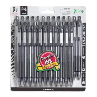 Zebra Pen Z-Grip Retractable Ballpoint Pen, 24-Pack