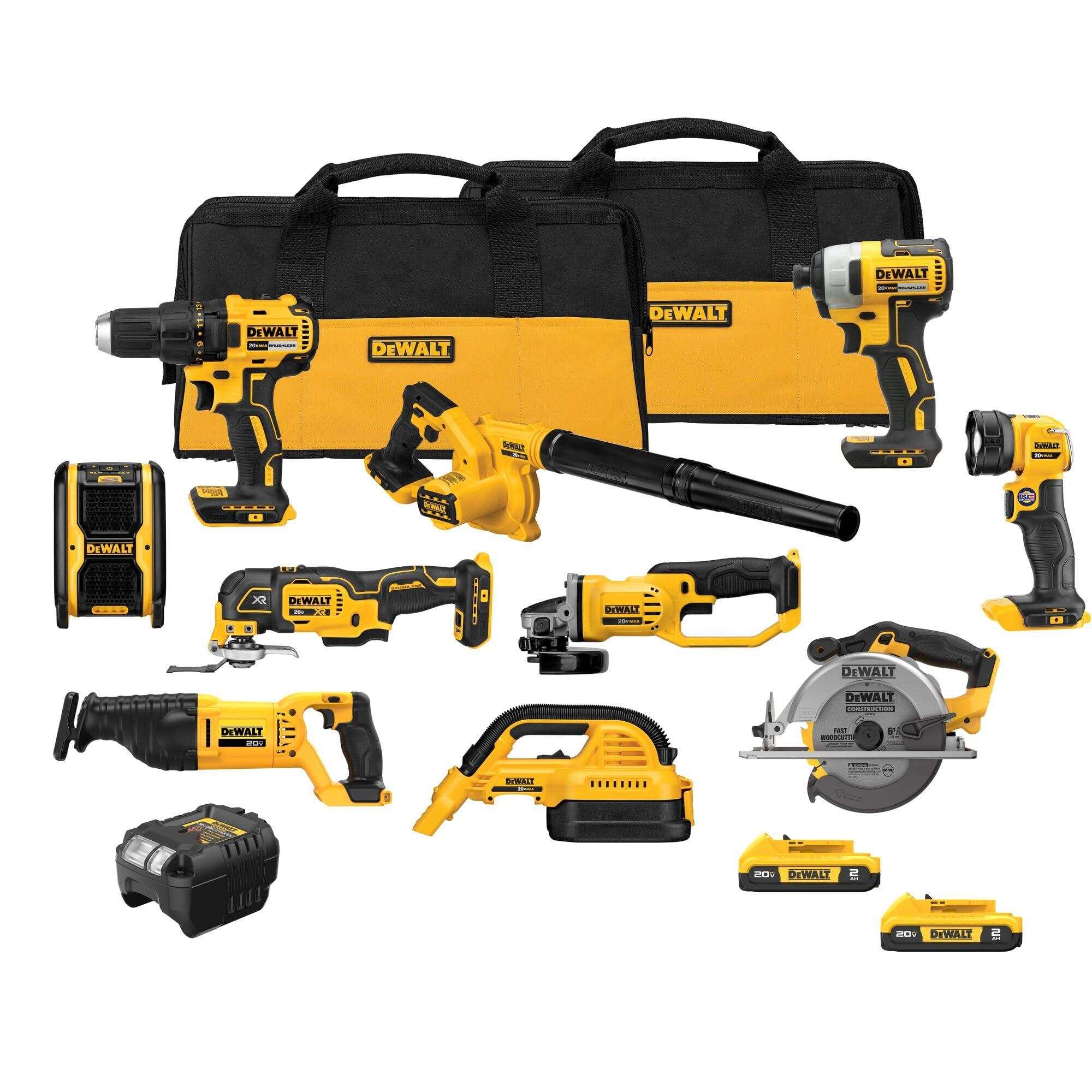 DEWALT 20V MAX 10-Tool Combo Kit with brushless tools