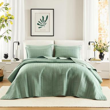 Comfort Spaces Sage Green Oversized King Quilt Set | Mubboo