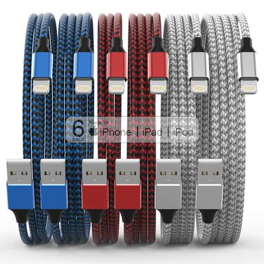 MUXA 6-Pack Lightning Cable 3/3/6/6/6/10ft