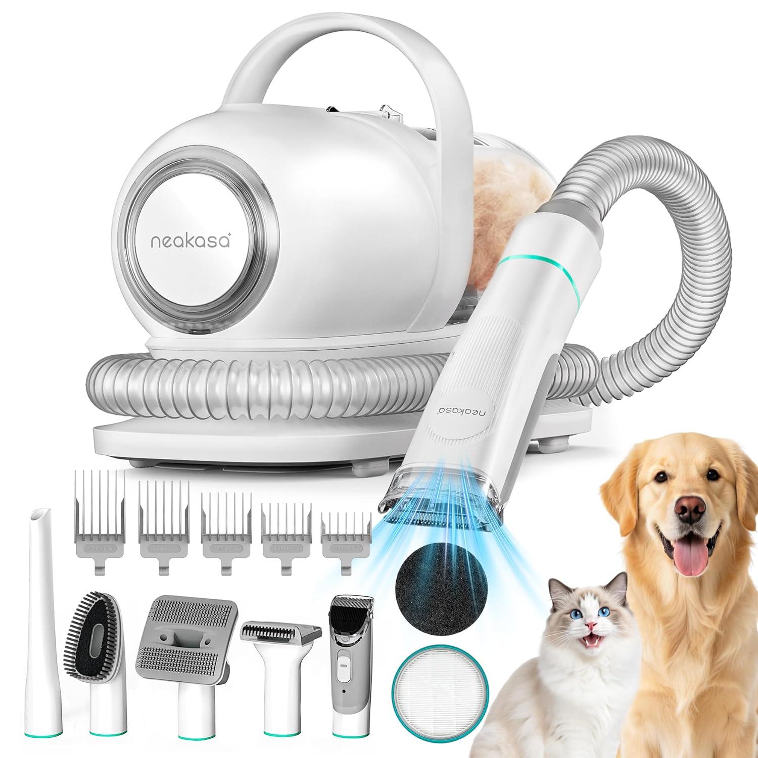Neakasa P1 Pro 6-in-1 dog grooming vacuum kit with attachments on white background