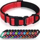 Taglory Reflective Dog Collar for Large Dogs, Soft Neoprene Padded with Escape-Proof Locking Buckle, Upgraded Zinc Alloy Ring, Adjustable for Pitbull Labrador Retriever, Red,L