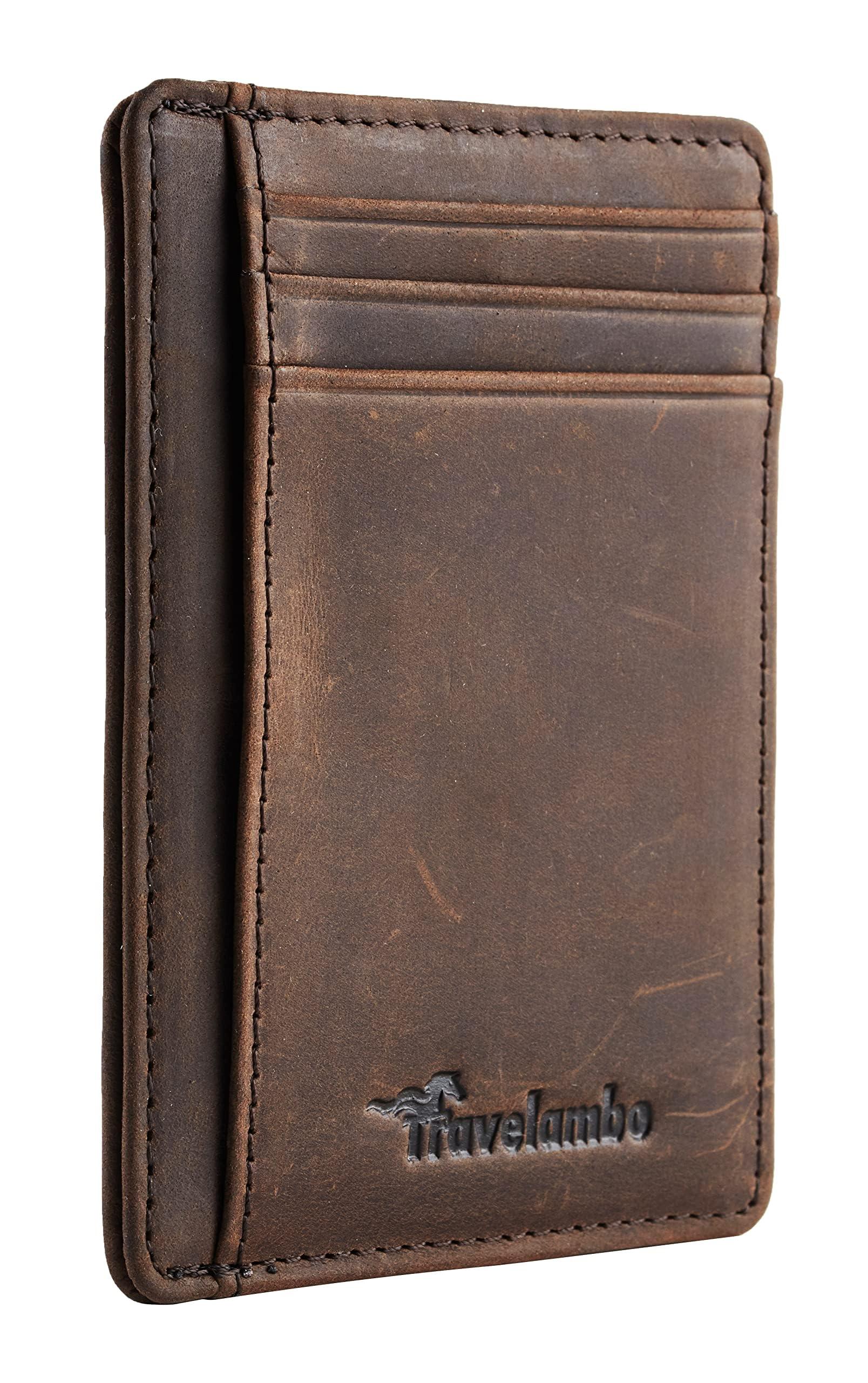 Travelambo Slim Minimalist Front Pocket Leather RFID Blocking Wallet