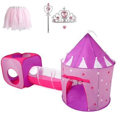 Hide N Side Princess Play Tent Set with Castle, Tunnel & Glow Stars | Mubboo