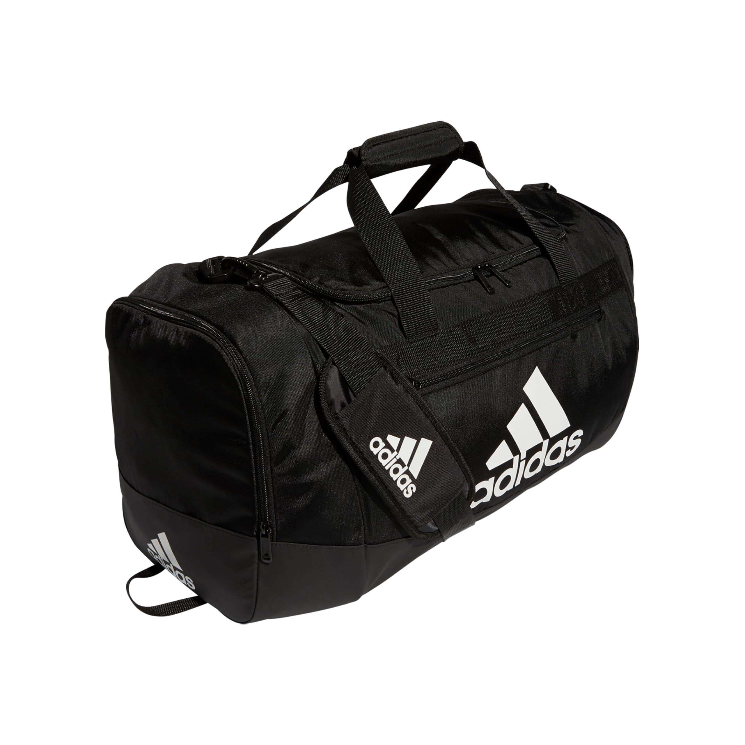 adidas Defender 4.0 Gym Duffel Bag in black and white