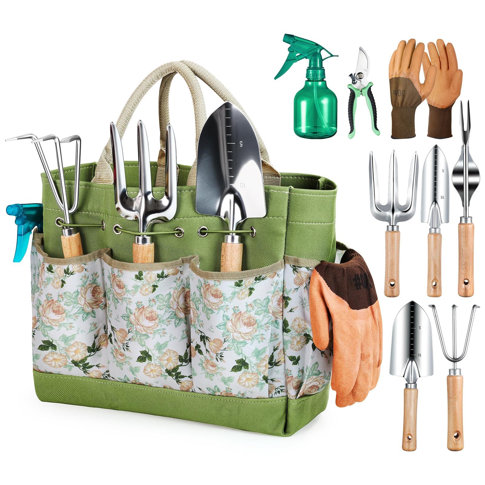 Gardening tool set with storage bag