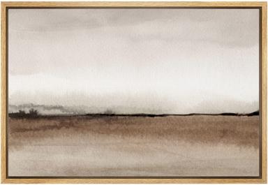 wall26 Framed Canvas Print Minimal Brown Pastel Valley Landscape