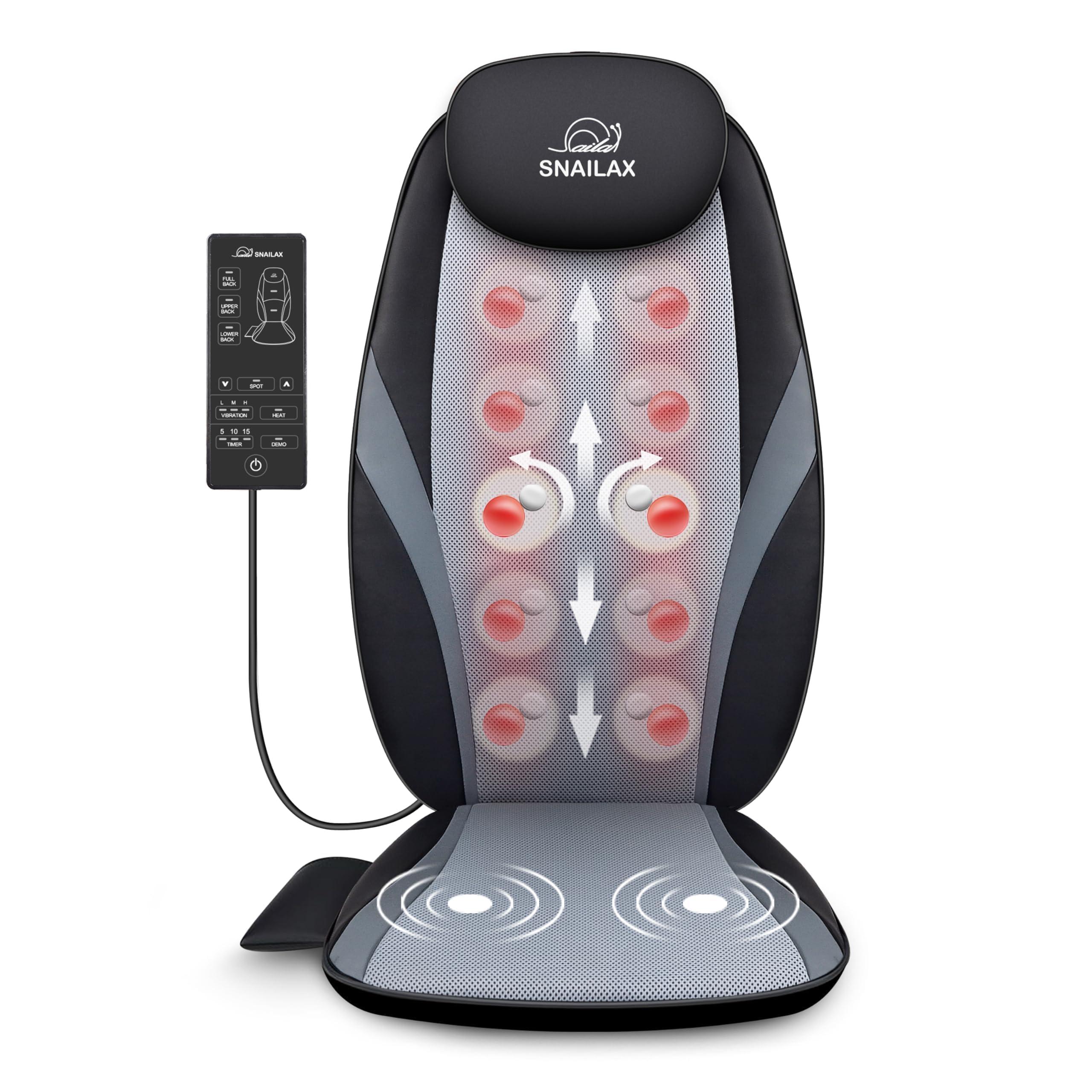 Snailax Shiatsu Back Massager Pad with heat on a chair