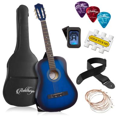 Ashthorpe 38-inch Beginner Acoustic Guitar Kit (Blue)