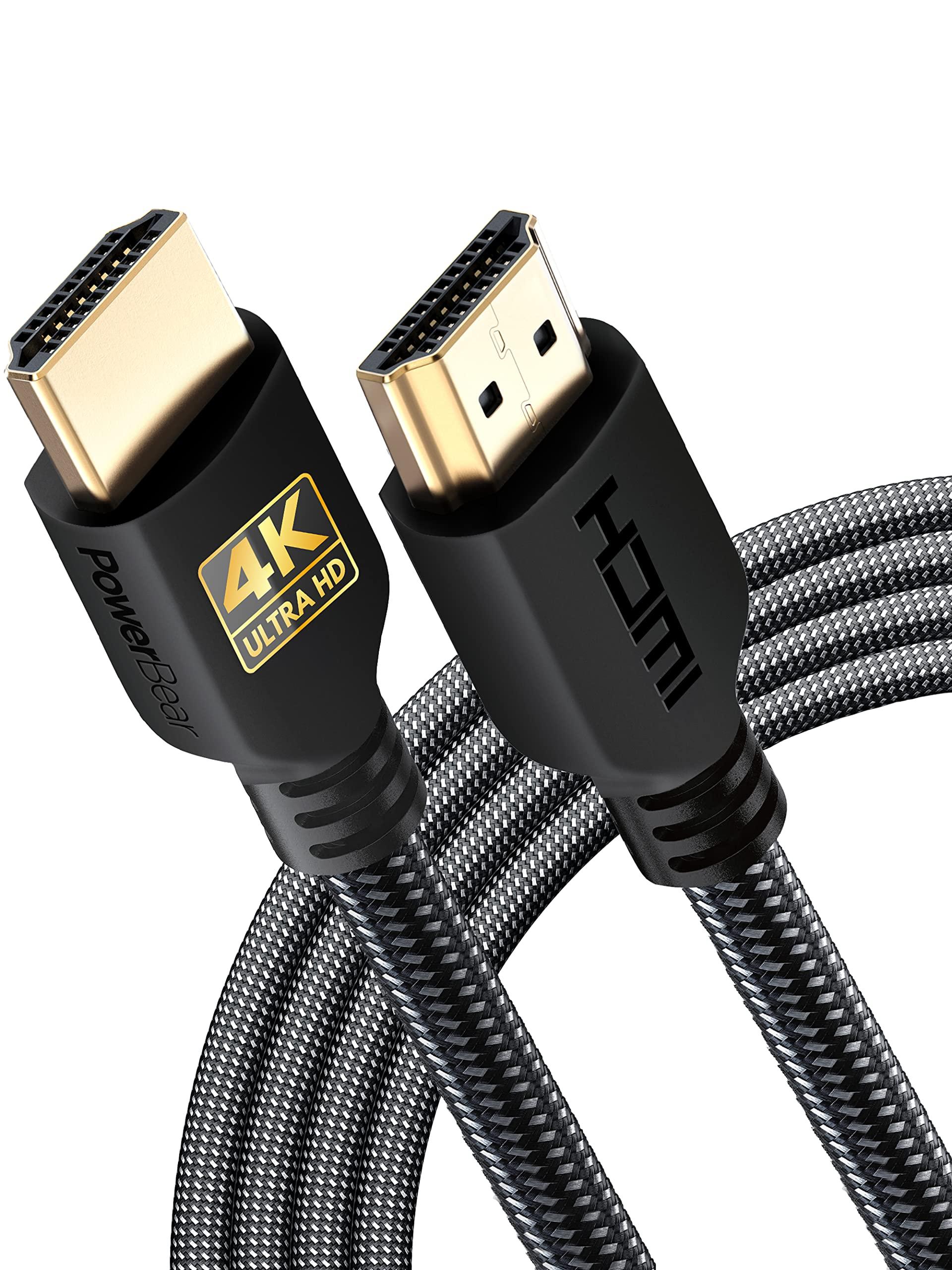 PowerBear 4K HDMI Cable 10 ft braided black cable with gold connectors
