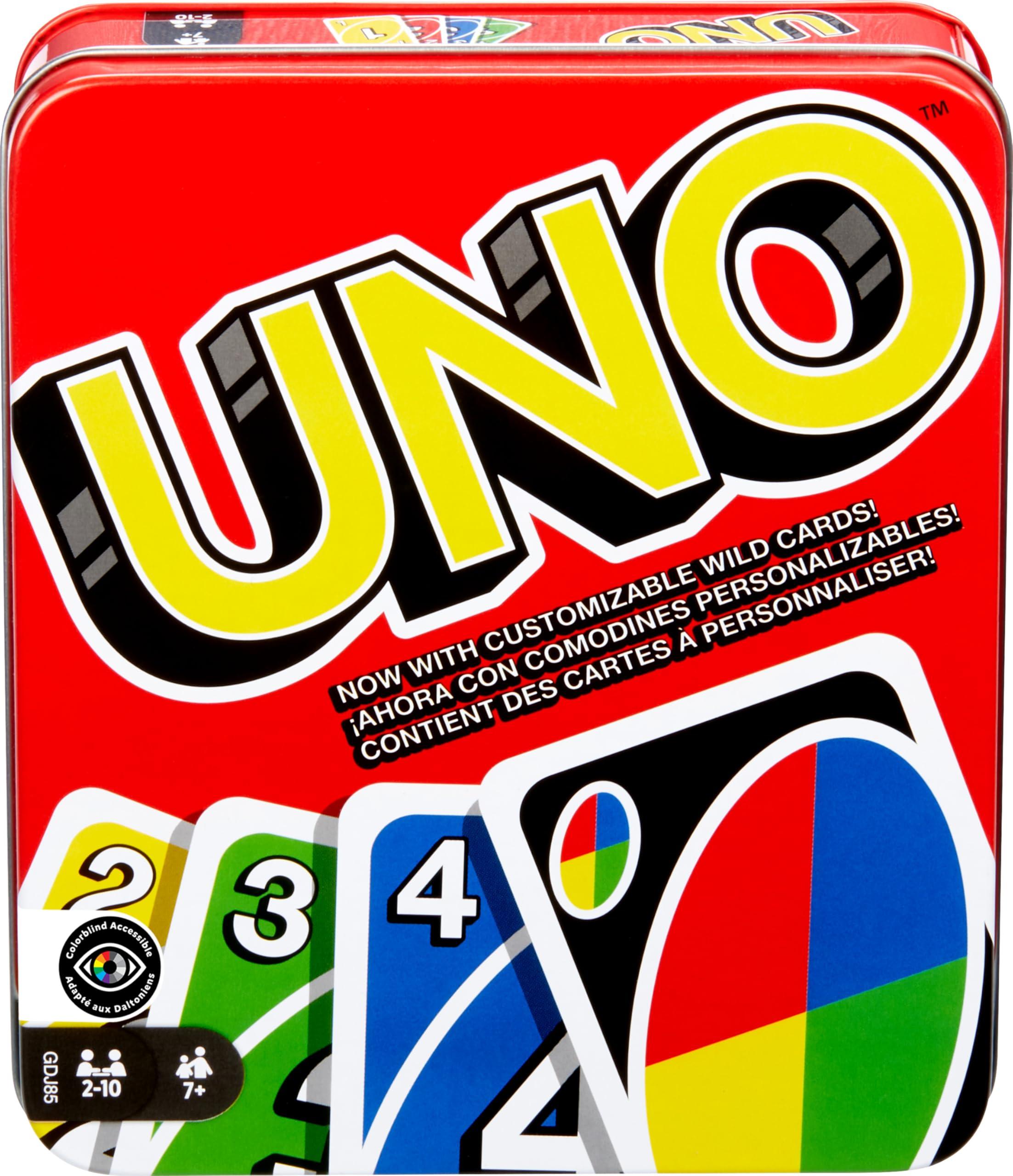 Mattel Games UNO Card Game box and cards on a table