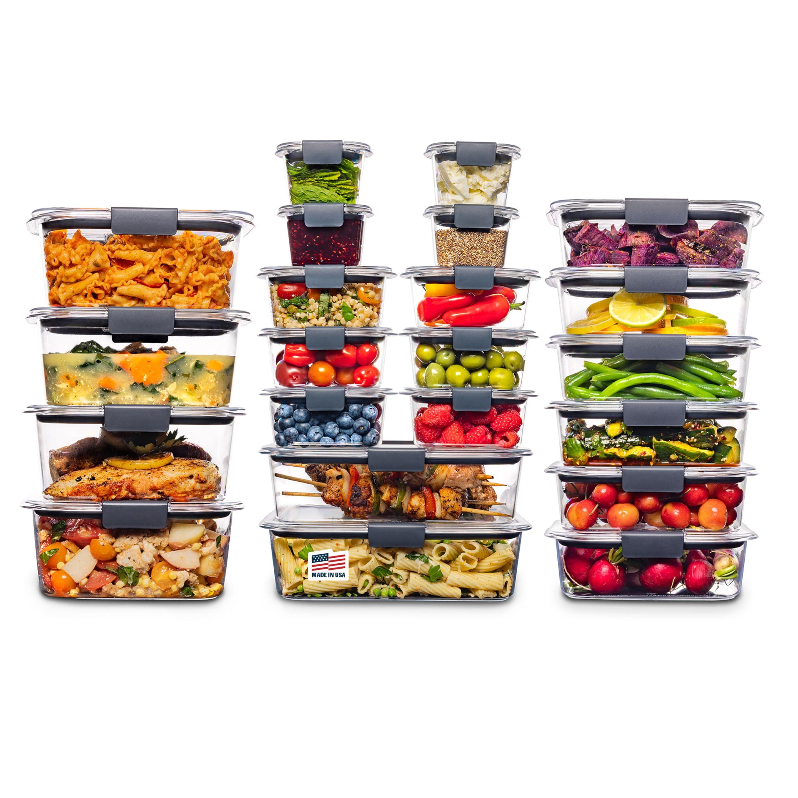 Rubbermaid Brilliance 44-piece food storage container set with clear containers and latched lids