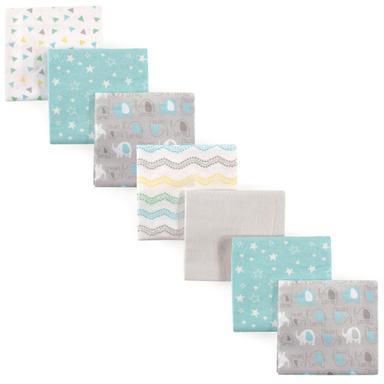 Luvable Friends Unisex Baby Cotton Flannel Receiving Blankets, Basic Elephant 7-Pack
