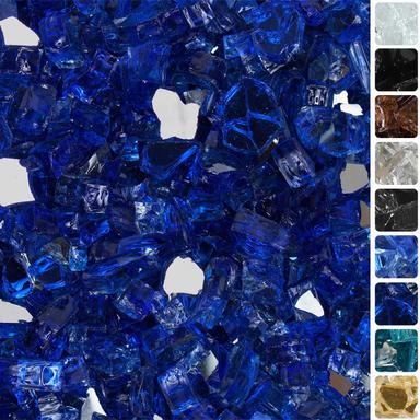 Celestial Fire Glass High Luster, 1/2" Reflective Tempered Fire Glass in Meridian Blue | Mubboo