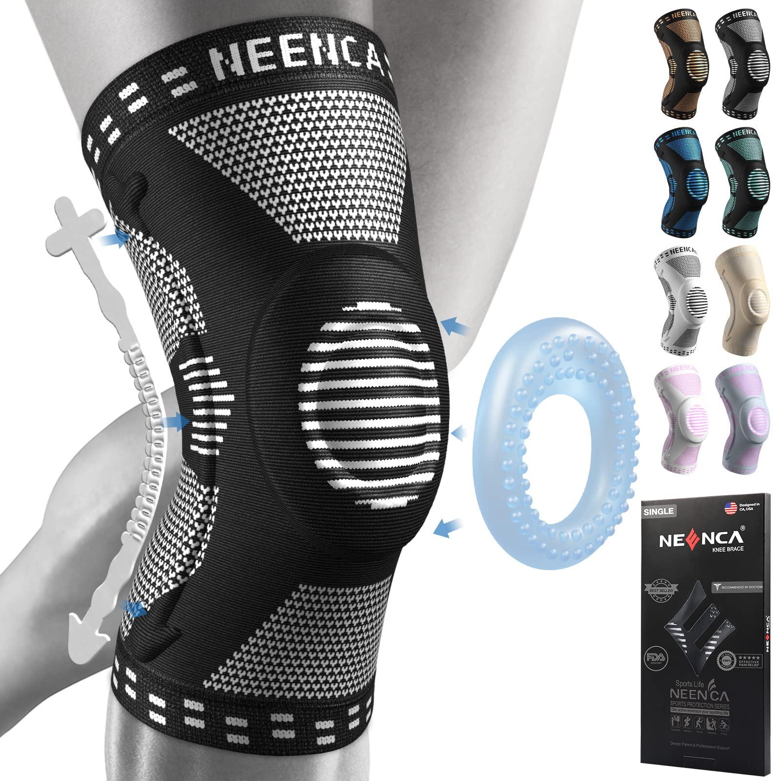 NEENCA Professional Knee Brace in gray, front view with patella gel pad visible