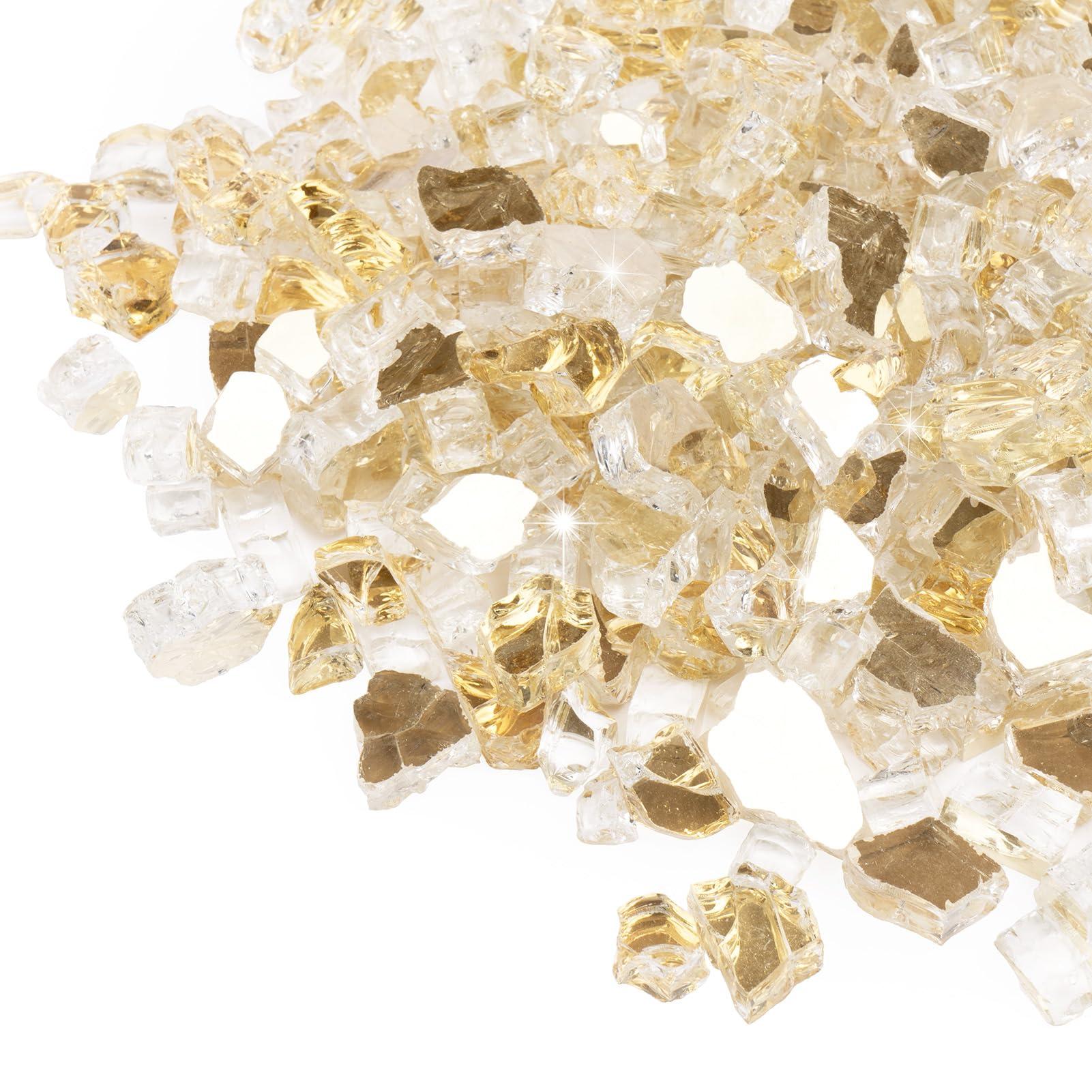 GASPRO 10 lbs Fire Glass, 1/2-Inch, Gold in fire pit