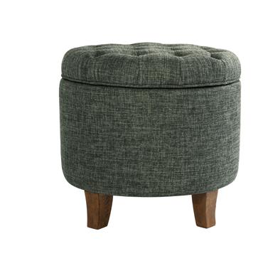 HomePop Upholstered Round Tufted Foot Rest Ottoman