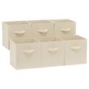 Amazon Basics Collapsible Fabric Storage Cubes Organizer with Handles, Sturdy Storage Bins for Organization, 10.5" x 10.5" x 11", Beige, 6-Pack