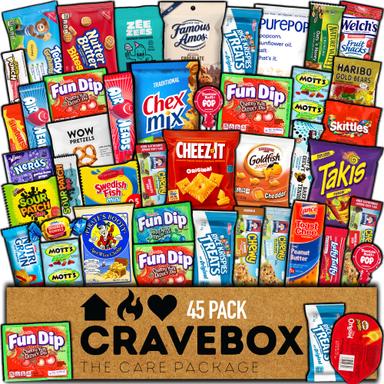 CRAVEBOX Snacks Variety Pack Care Package, 45 Count