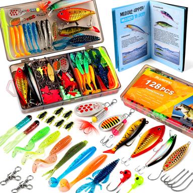 PLUSINNO All-in-One Fishing Lures Kit (128pcs)
