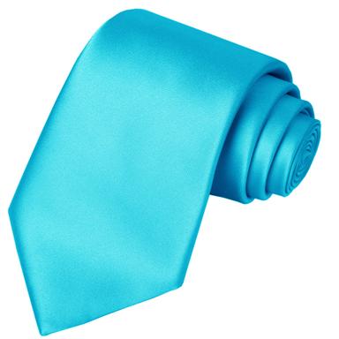 KissTies Turquoise Blue Solid Satin Tie