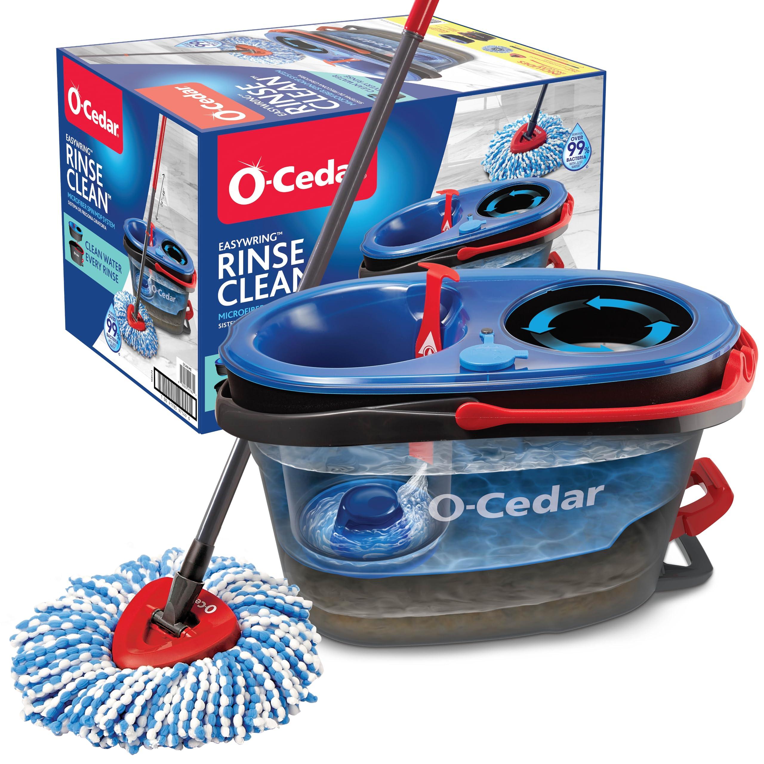 O-Cedar RinseClean Spin Mop & Bucket System with separate clean and dirty water tanks