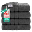 American Soft Linen Luxury 4 Piece Bath Towel Set, 600 GSM 100% Cotton Turkish Bath Towels for Bathroom, 27x54 in Large Bathroom Shower Towels, Dark Gray