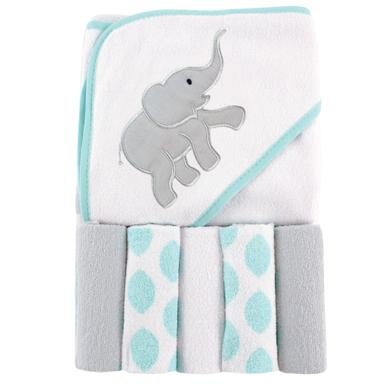 Luvable Friends Unisex Baby Hooded Towel with Five Washcloths