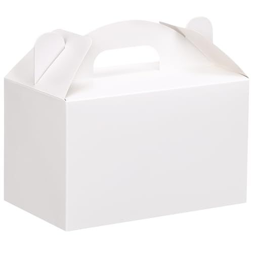 Moretoes 48 Pack White Gable Gift Boxes with Handles for Party Favors