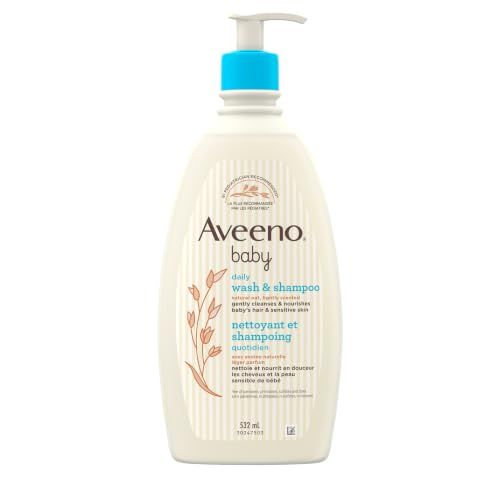 Aveeno Baby Daily Moisture Gentle Baby Body Wash and Shampoo with Oat Extract, 2-in-1, tear-free bottle