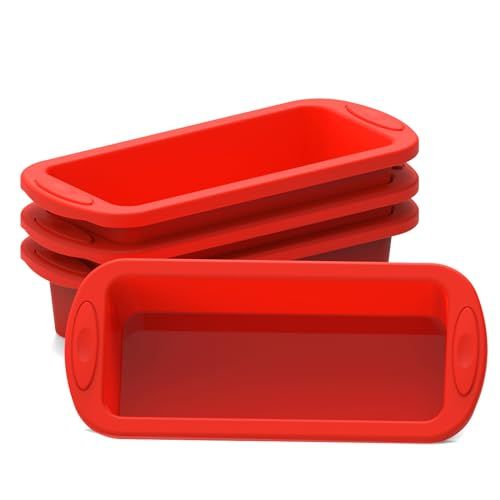 SILIVO Silicone Bread and Loaf Pans (4 Pack) nonstick silicone baking molds