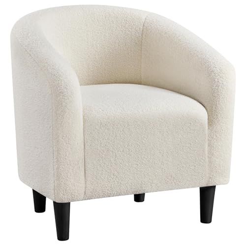 Yaheetech ivory boucle accent barrel chair product photo