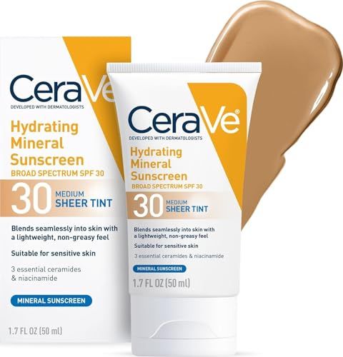 CeraVe Hydrating Mineral Sunscreen SPF 30 with Sheer Tint tube