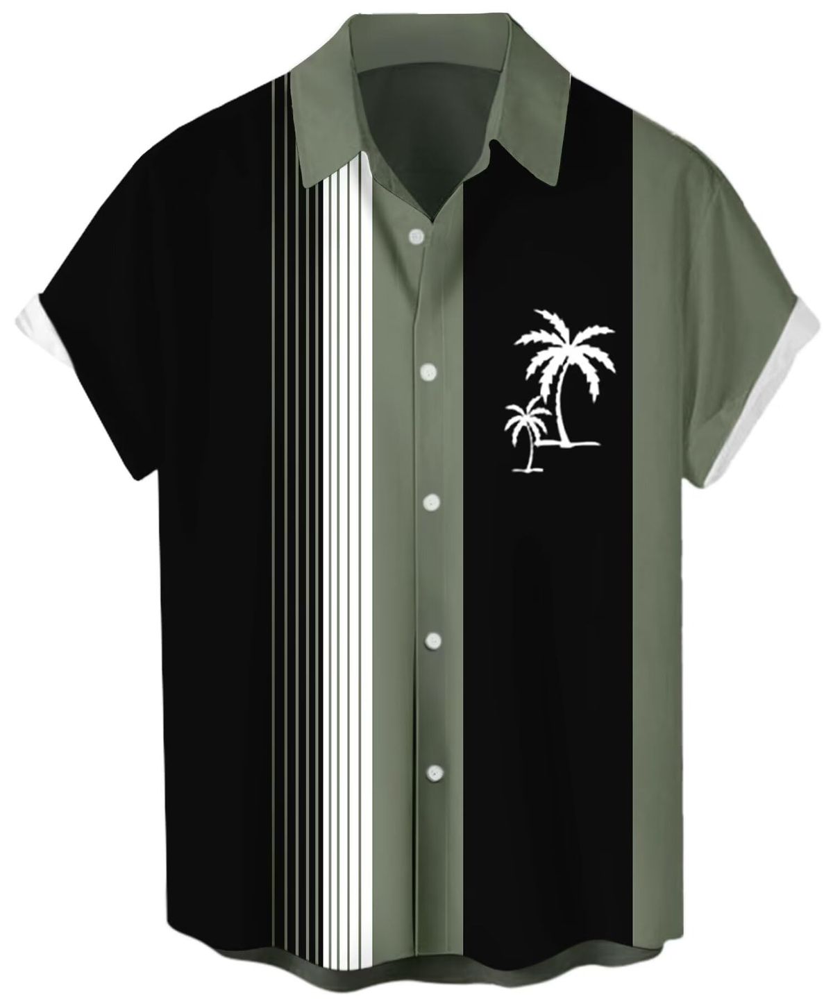 whoinshop men's vintage Hawaiian bowling shirt with button-up front and short sleeves