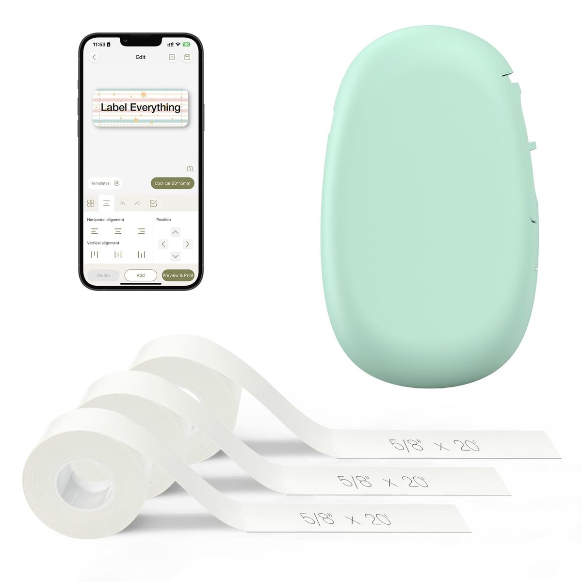SUPVAN E10 Bluetooth label maker with tapes and labels | Mubboo