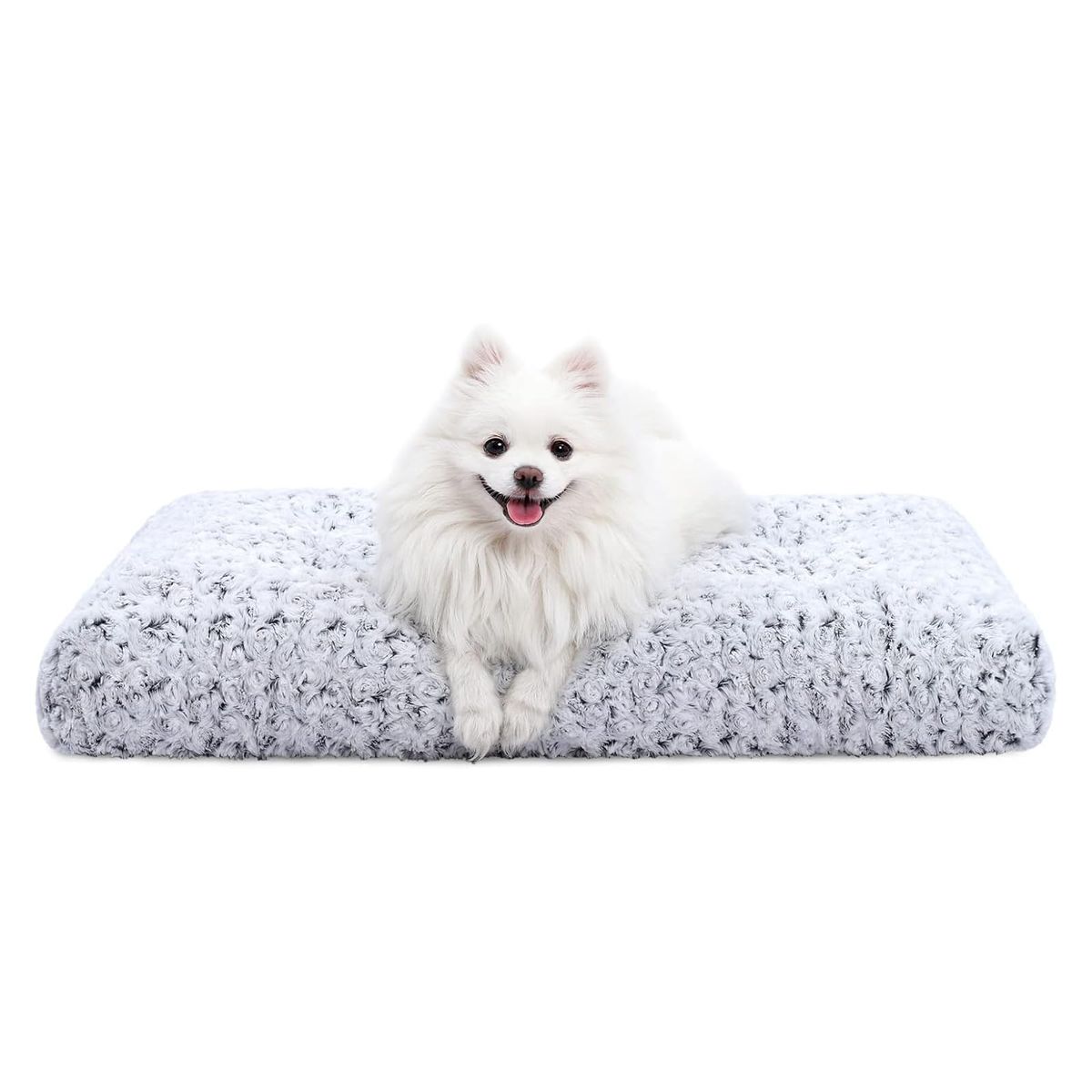KSIIA Washable Dog Bed Deluxe Plush Dog Crate Bed with Anti-Slip Bottom in gray