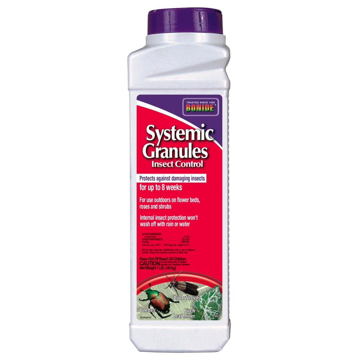 Bonide Systemic Insect Control granules spread on a lawn