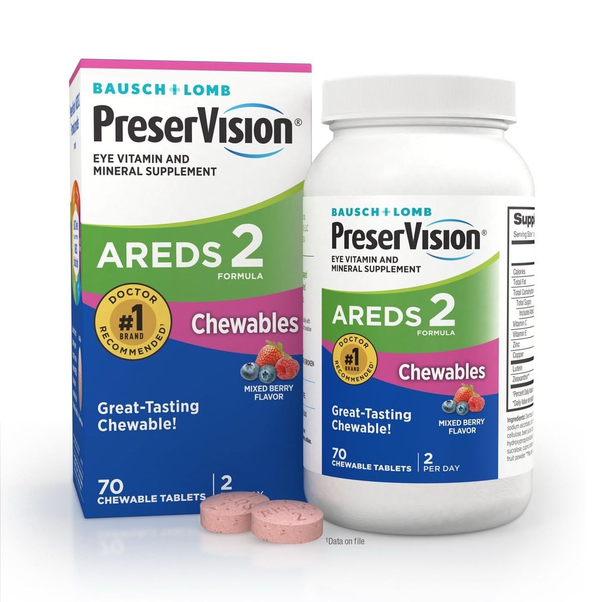 PreserVision AREDS 2 Eye Vitamins chewable tablets in mixed berry flavor