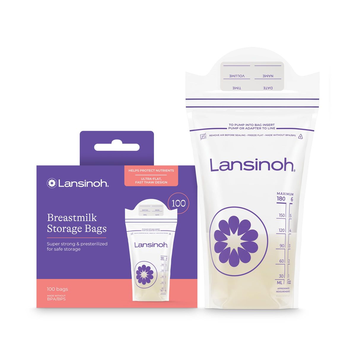 Lansinoh Breastmilk Storage Bags, 100 Count