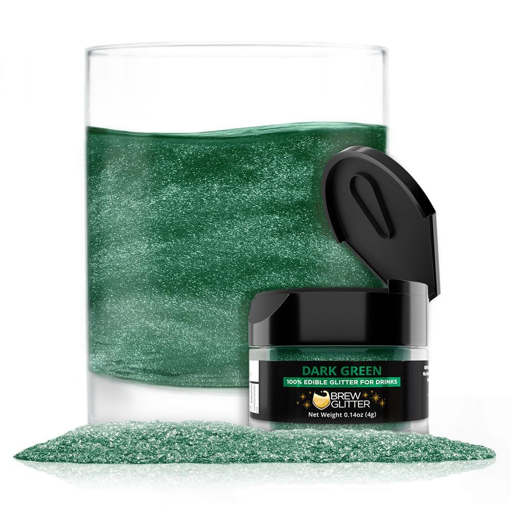 Brew Glitter Edible Glitter for Drinks, Cocktails, Beer, Garnish & Beverages (Dark Green, 4 Grams)